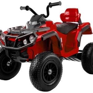 Dětská elektrická čtyřkolka s ovládačem a nafukovacími koly červená