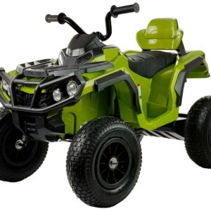 Dětská elektrická čtyřkolka s ovládačem a nafukovacími koly zelená