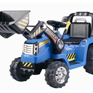 Dětský elektrický traktor Power s radlicí modrý