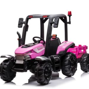 Dětský elektrický traktor s přívěsem BLT růžový