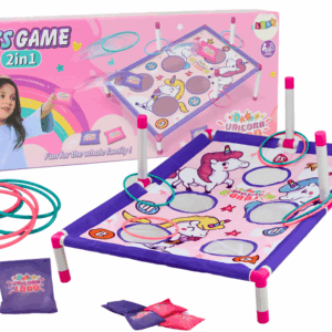 Dovednostní hra házení kroužky a sáčky 2v1 Jednorožci