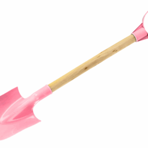 Dřevěná lopatka na písek s pastelově růžovou rukojetí 60 cm