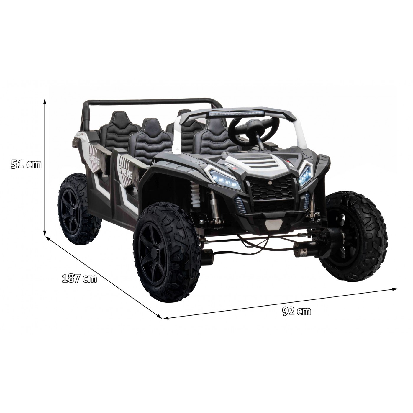 Elektrické autíčko Buggy ATV RACING UTV2000 čtyřmístné bílé - Obrázek 2