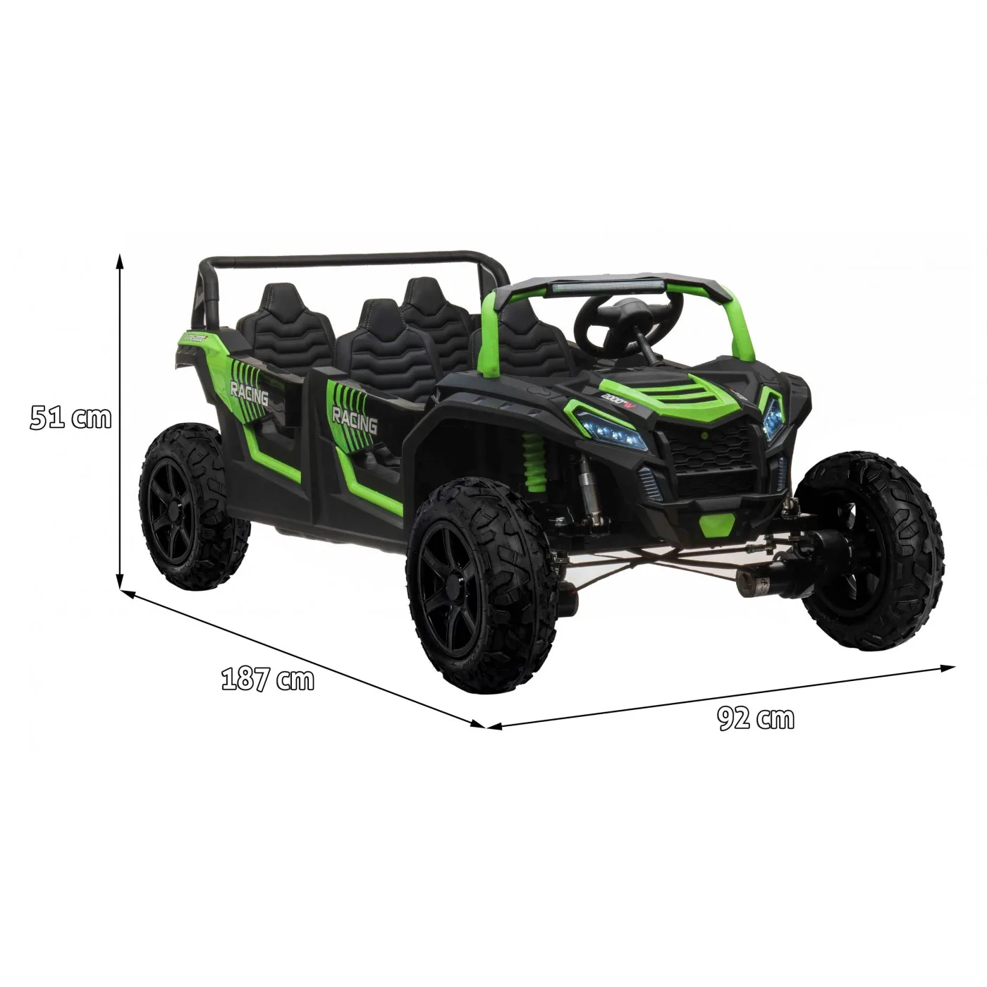 Elektrické autíčko Buggy ATV RACING UTV2000 čtyřmístné zelené - Obrázek 2