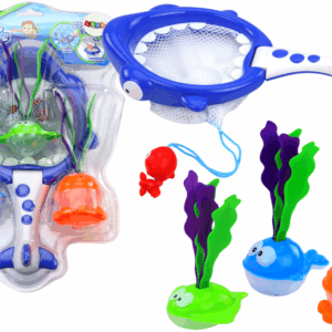 Hračky do koupele 2v1 sítko a košík žralok rybičky s chaluhami