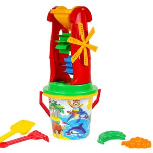 Kbelík s vodním mlýnkem a bábovičkami