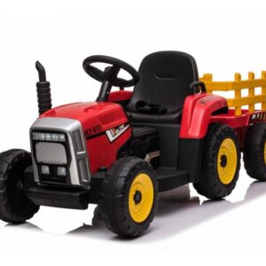 Mamido Elektrický traktor s vlečkou T2 červený 12V7Ah EVA kola