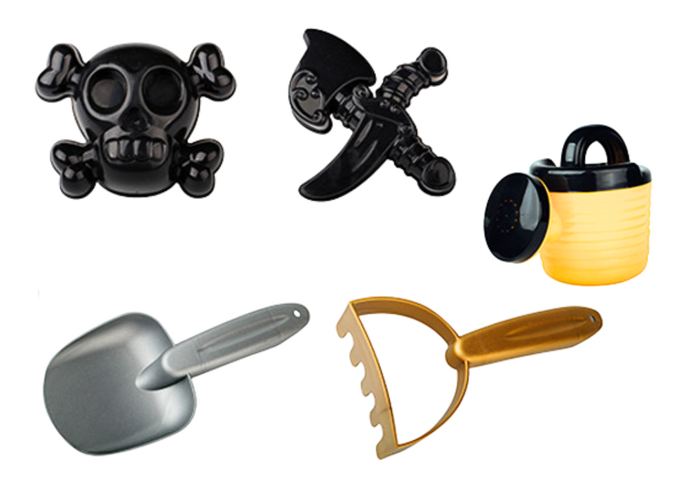 Pirátská sada na písek s kbelíkem a bábovičkami 6 kusů - Obrázek 2