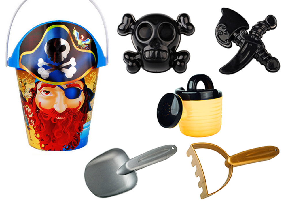 Pirátská sada na písek s kbelíkem a bábovičkami 6 kusů