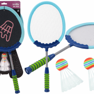 Sada badmintonových raket s míčky modré