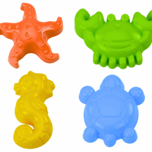 Sada forem na písek mořské motivy 4 kusy krab želva hvězdice koník žlutá zelená