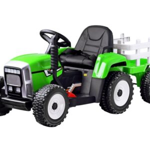 Elektrický traktor s vlečkou T2 zelený 12V7Ah EVA kola