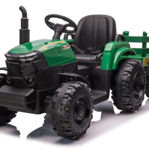 Mamido Dětský elektrický traktor s vlečkou Forest 24V 2x200W zelený