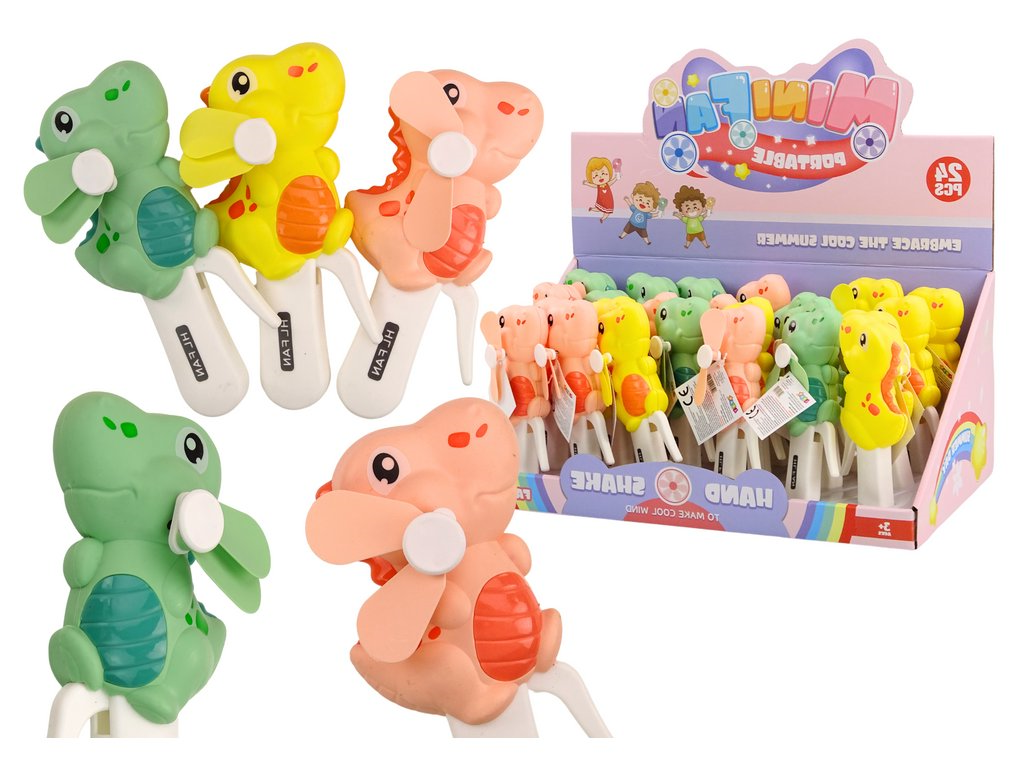 Ruční mini větráček Dino pro děti 3 barvy