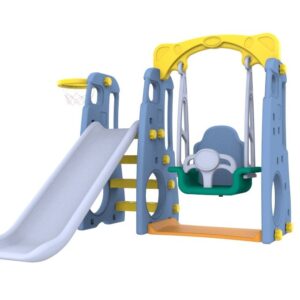 Dětská zahradní skluzavka s houpačkou 3v1 modro-žlutá