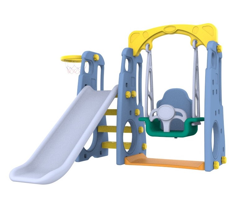 Dětská zahradní skluzavka s houpačkou 3v1 modro-žlutá