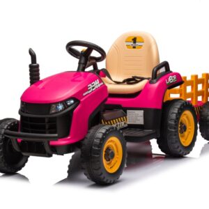 Dětský elektrický traktor BBH-030 s přívěsem růžový
