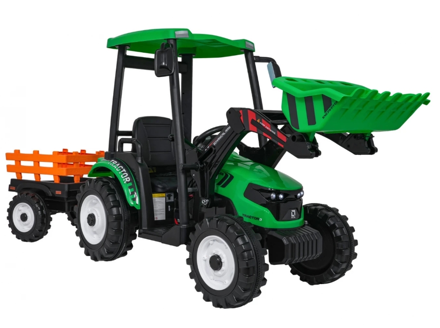 Dětský elektrický traktor MEGA D68 24V s přívěsem zelený - Obrázek 2