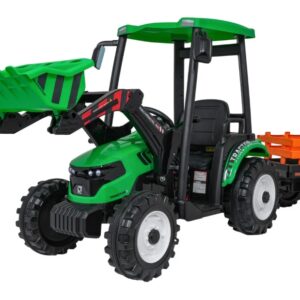 Dětský elektrický traktor MEGA D68 24V s přívěsem zelený