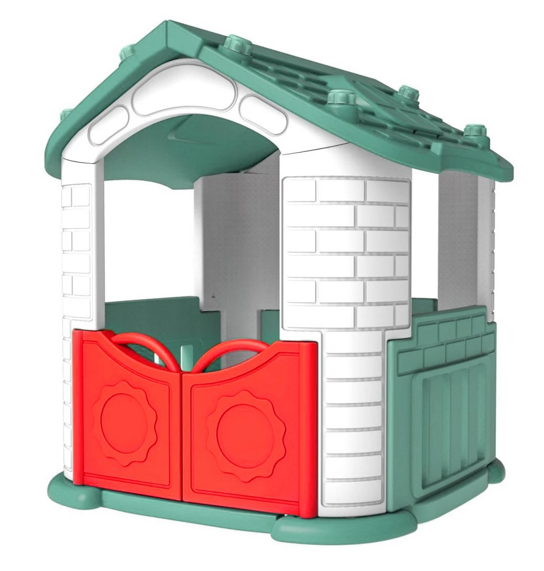 Dětský zahradní domeček 3v1 se zelenou střechou - Obrázek 2