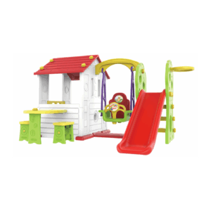 Dětský zahradní domeček 5v1 s červenou střechou