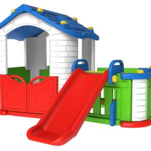 Dětský zahradní domeček se skluzavkou modrý