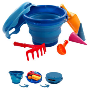 Schildkröt – sada hraček na písek - skládací kyblík modrý – 7 ks