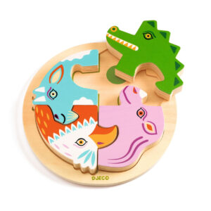 Dřevěná kulatá vkládačka - krokodýl