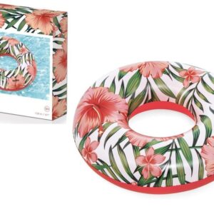 Nafukovací kruh do vody s květinami 119cm Bestway růžový