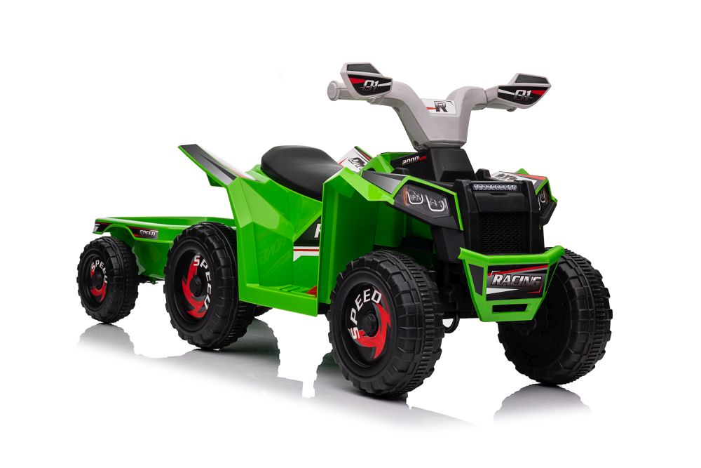 Dětská elektrická čtyřkolka s přívěsem zelená - Obrázek 2