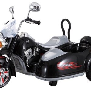 Dětská elektrická motorka Chopper s postranním vozíkem černá