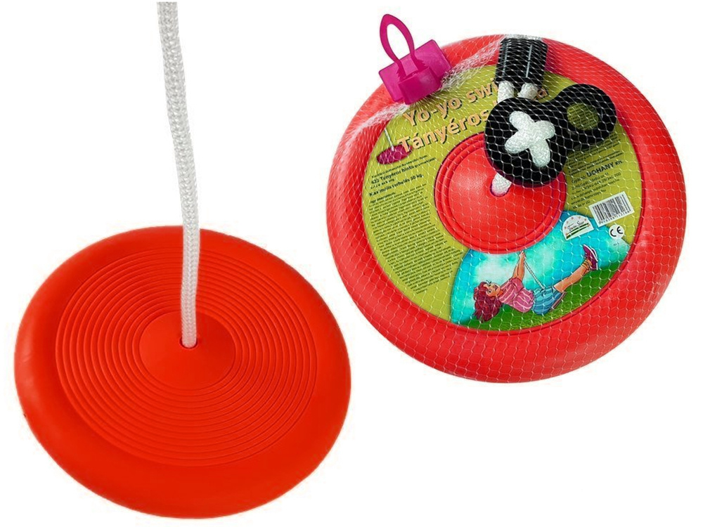 Dětská zahradní houpačka talíř 28 cm červená