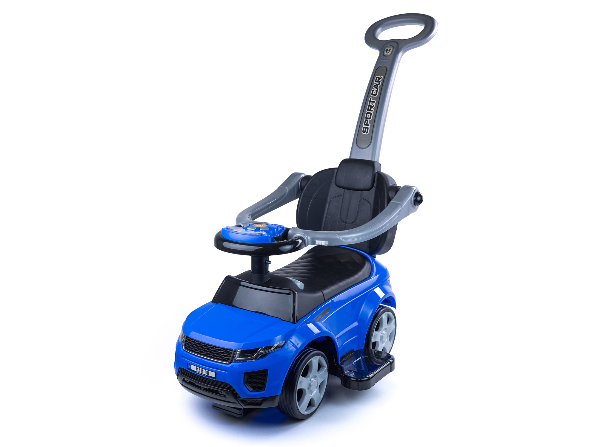 Mamido Odrážedlo Sport Car s vodící tyčí 3v1 GUMOVÁ kola modré