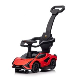 Dětské odrážedlo auto s vodící tyčí Lamborghini Sian červené