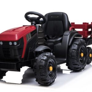 Dětský elektrický traktor Farmer s vlečkou a lopatou červený