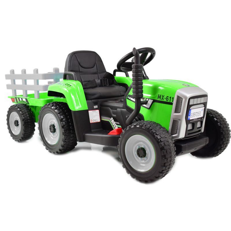 Elektrický traktor s vlečkou T2 zelený 12V7Ah EVA kola - Obrázek 2