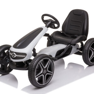 Mamido Dětská šlapací motokára Mercedes XMX610 bílá | ECO kůže | Polohovatelné sedadlo