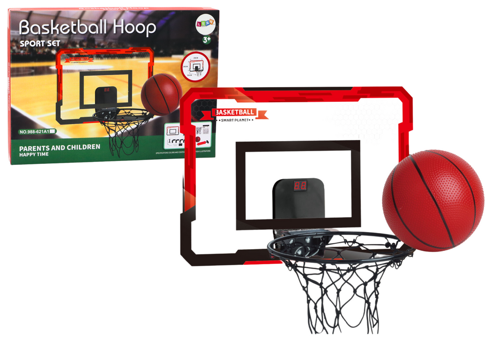 Basketbalový koš pro děti s tabulí a počítadlem + míč sada