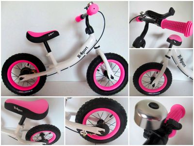 Dětské odrážedlo R3 12'' růžovo-bílé - Obrázek 2
