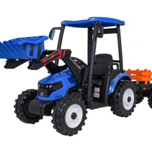 Dětský elektrický traktor MEGA D68 24V s přívěsem modrý