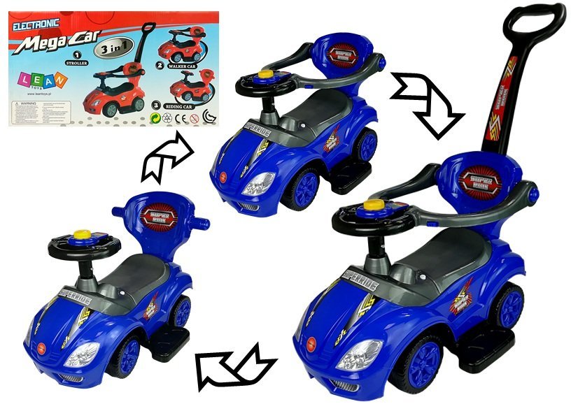 Dětské odrážedlo 3v1 Mega Car modré - Obrázek 2