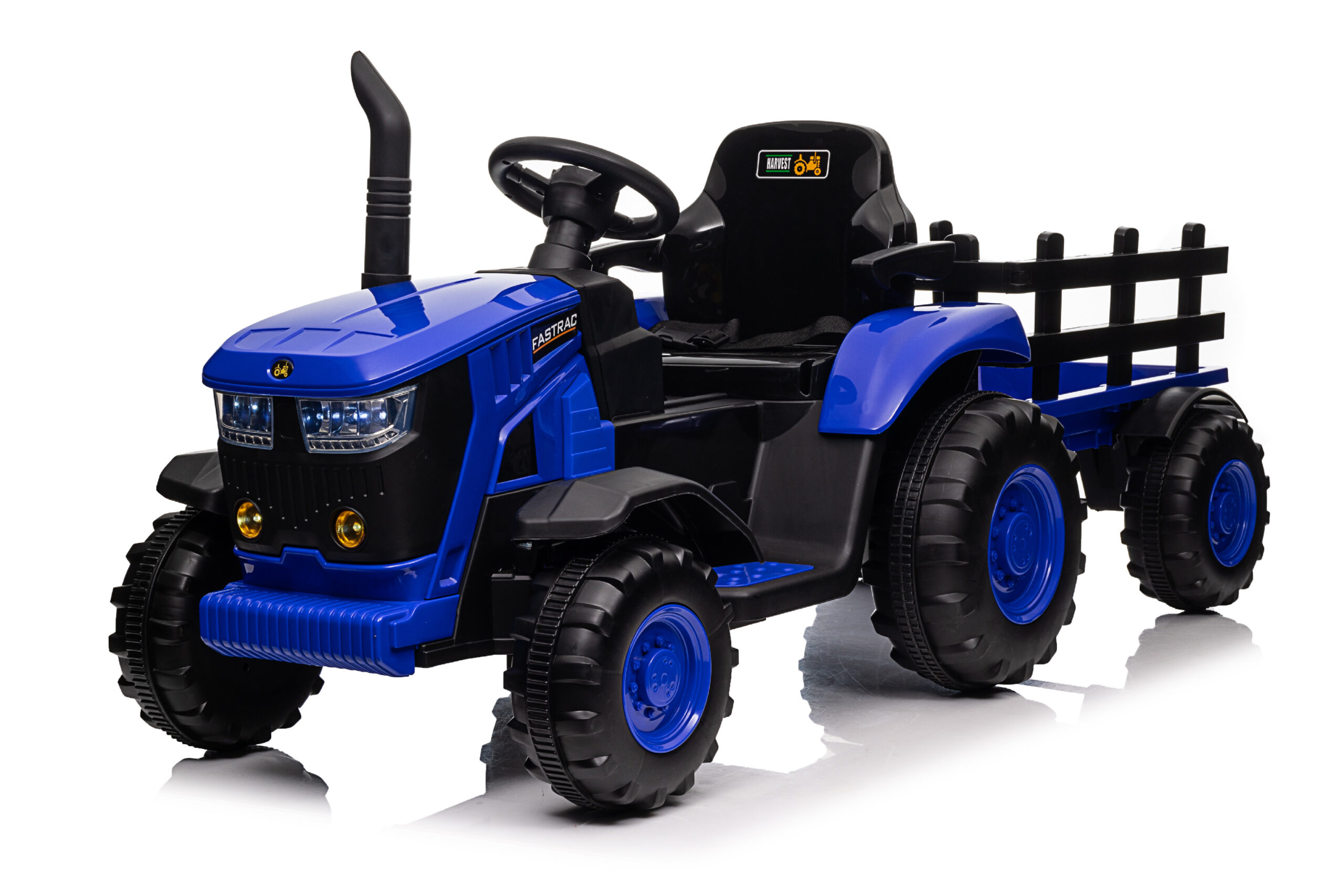 Mamido Dětský elektrický traktor s vlečkou 12V 7Ah EVA kola ECO kůže modrý - Obrázek 2