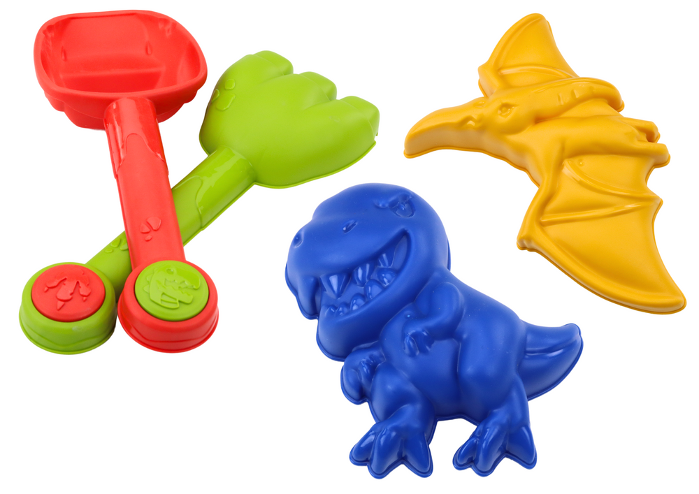 Sada na písek kýbl lopatka hrábě formičky dinosauři - Obrázek 2